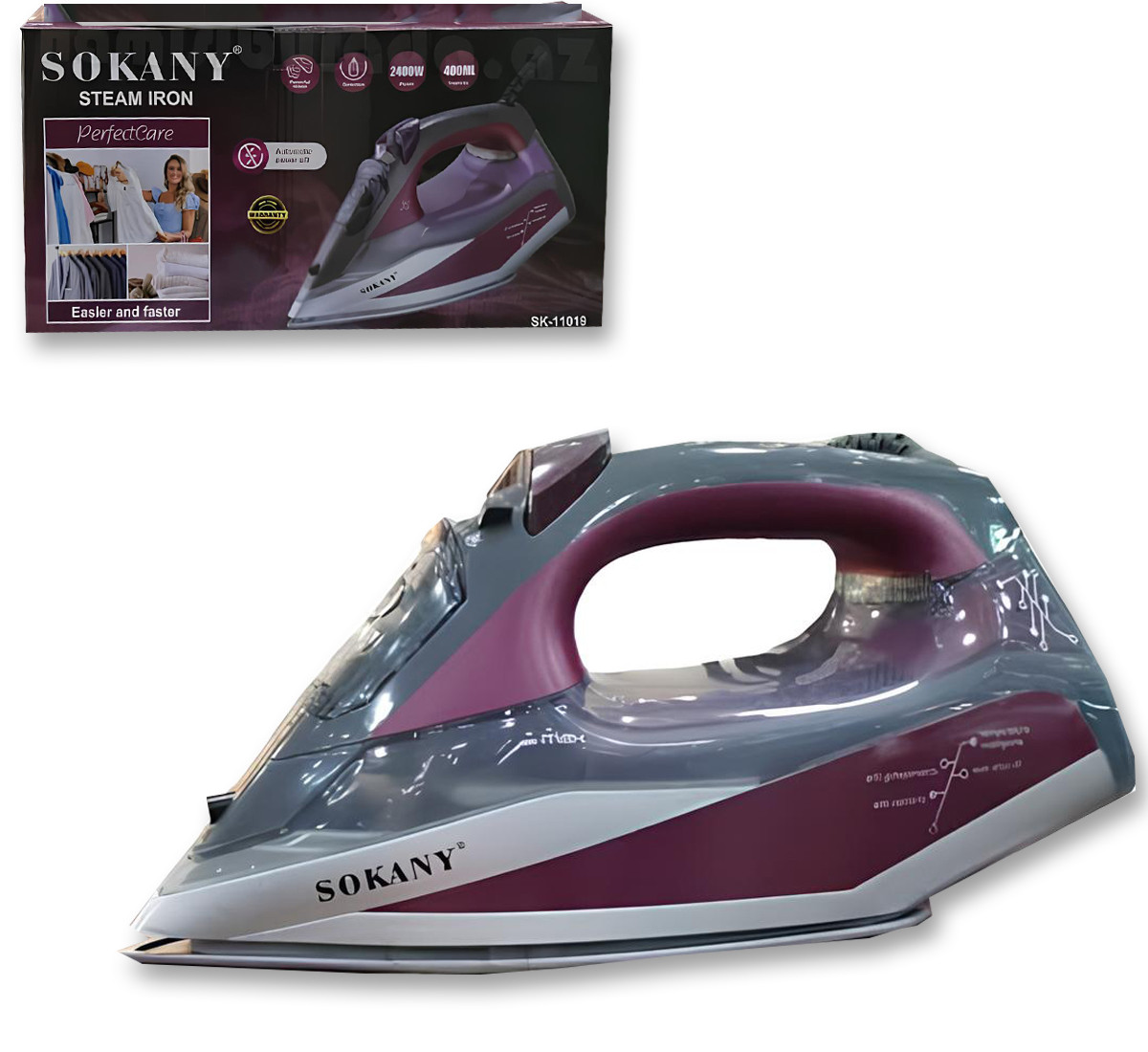 Електрична праска Sokany SK-11019 з функцією відпарювання, 2400 Вт, 400 мл