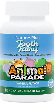 Дитячі вітаміни для зубів Natures Plus Animal Parade Tooth Fair 90 tabs ваніль, фото 1