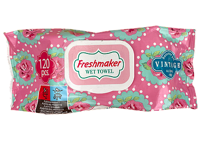 Вологі серветки Freshmaker Vintage з фліп-топом 120 шт