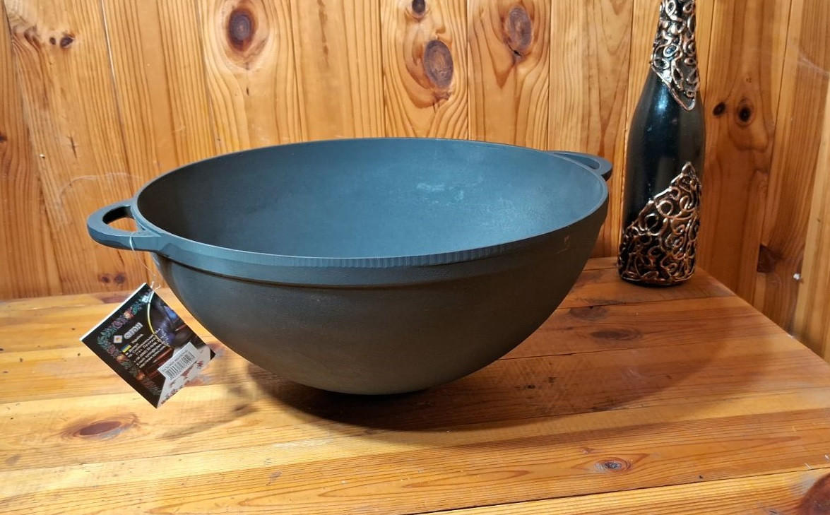 Казан чавунний 8л, Сітон без кришки (каструля WOK), заводська термообробка