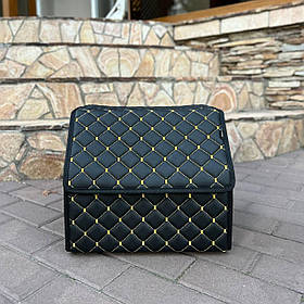 Органайзер у багажник з екошкіри, чорний з золотою ниткою, 35 см, сумка-органайзер в авто