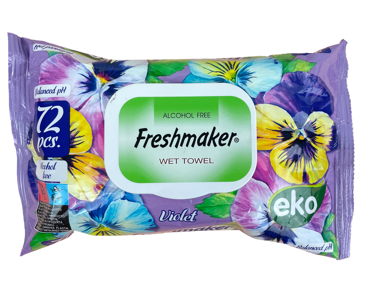 Вологі серветки Freshmaker Eco Flower Violet 72 шт з клапаном