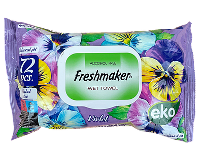 Вологі серветки Freshmaker Eco Flower Violet 72 шт з клапаном