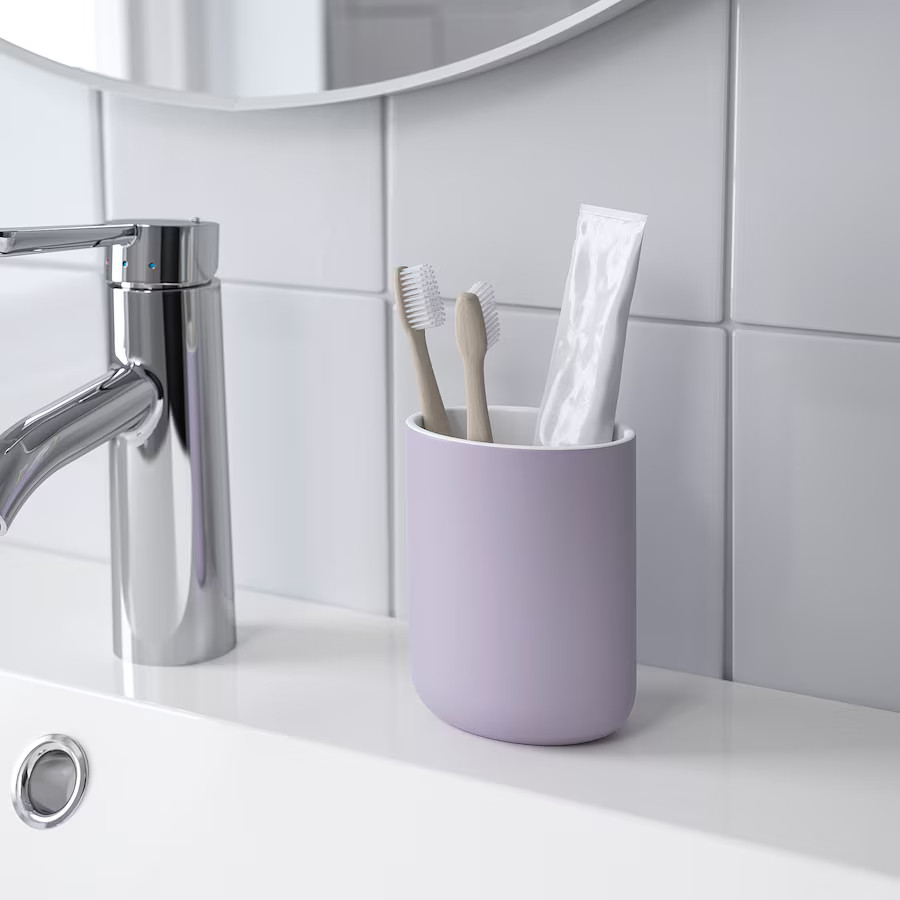 Керамічна підставка для зубних щіток IKEA EKOLN ліловий стакан для щіток у ванну ІКЕА ЕКОЛЬН 005.622.22