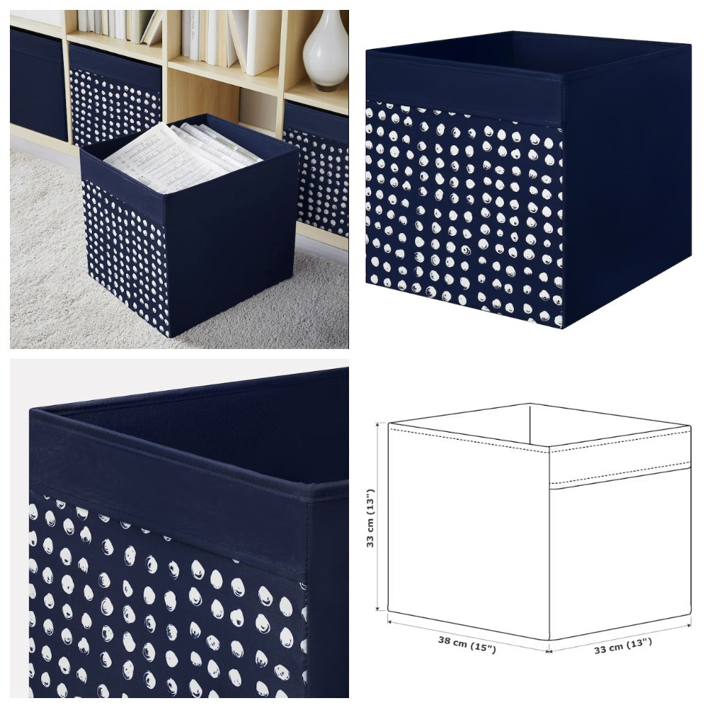 Оксамитова коробка для зберігання речей IKEA DRÖNA DRONA 33x38x33 см синій органайзер для одягу білизни іграшок