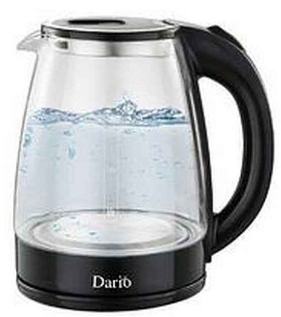 Електрочайник скляний із підсвіткою 1,8 л Dario DR1802 Black чайник електричний чорний, фото 1