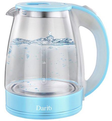 Електрочайник скляний із підсвіткою 1,8 л Dario DR1802 Blue чайник електричний блакитний