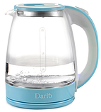 Електрочайник скляний із підсвіткою 1,8 л Dario DR1802 Blue чайник електричний блакитний, фото 3
