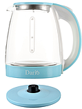Електрочайник скляний із підсвіткою 1,8 л Dario DR1802 Blue чайник електричний блакитний, фото 5