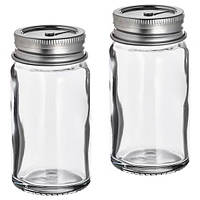Сільничка, перечниця 2 шт 8 см IKEA CITRONHAJ баночки, ємності для спецій, спецівниці скло/нерж. сталь ІКЕА