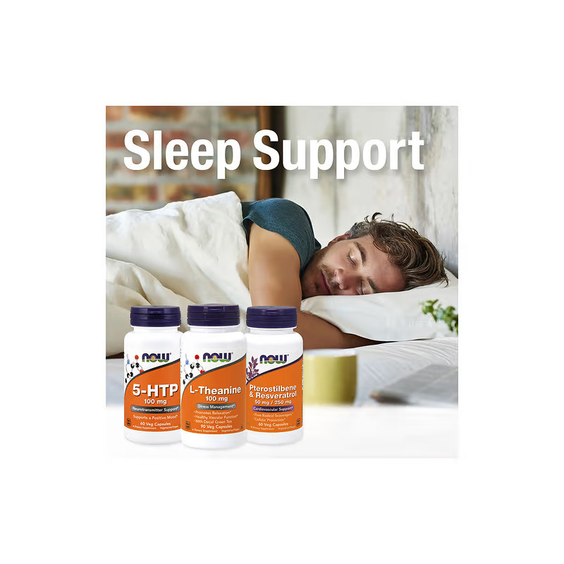 5-HTP NOW Foods, бад 5-гідрокситриптофан (харчова добавка, амінокислота), 100 мг, 120 рослинних капсул