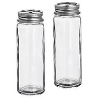 Сільничка, перечниця 2 шт 12 см IKEA CITRONHAJ баночки, ємності для спецій, спецівниці скло/нерж. сталь ІКЕА