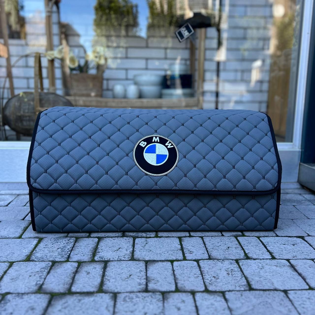 Органайзер у багажник з вишивкою BMW, сірий на магніті, 65 см, автомобільний органайзер в авто, фото 1