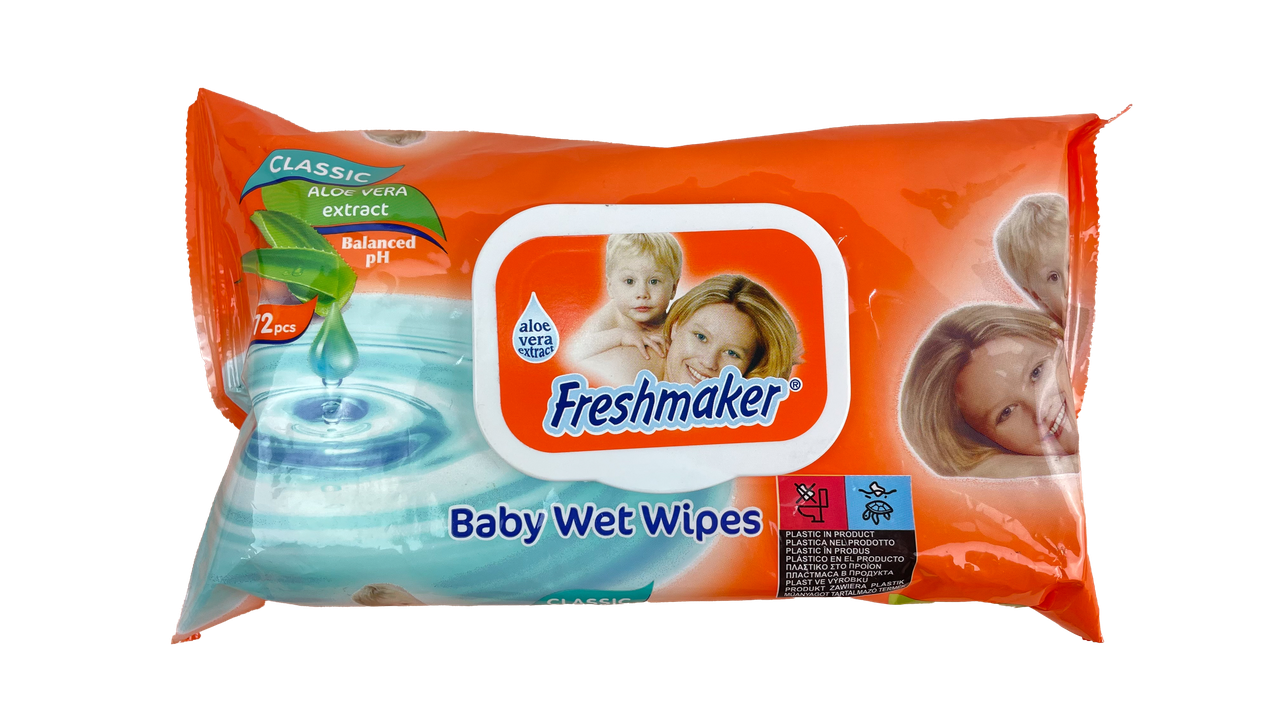 Вологі серветки для дітей Freshmaker з помаранчевий фліптопом, 72 шт