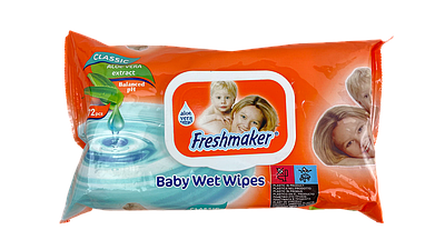 Вологі серветки для дітей Freshmaker з помаранчевий фліптопом, 72 шт