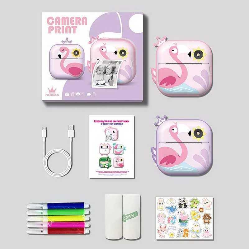 Дитячий цифровий фотоапарат із термопринтером M 5 H 1, роз'єм для SD карти, 2 рулони термопаперу, фото 1