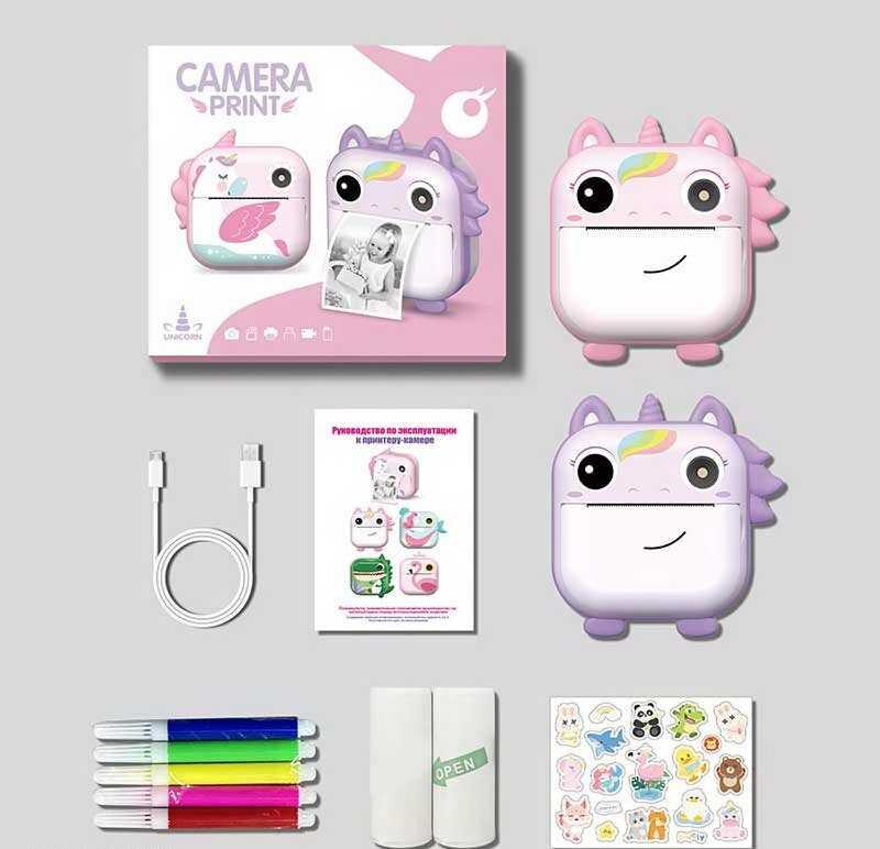 Дитячий фотоапарат-принтер із термодруком M 5 D 1, роз'єм для SD карти, 2 рулони термопаперу, фото 1