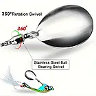 Набір з 5 преміум металевих спіннербейтів з VIB хвостом для далеких закидань, фото 2