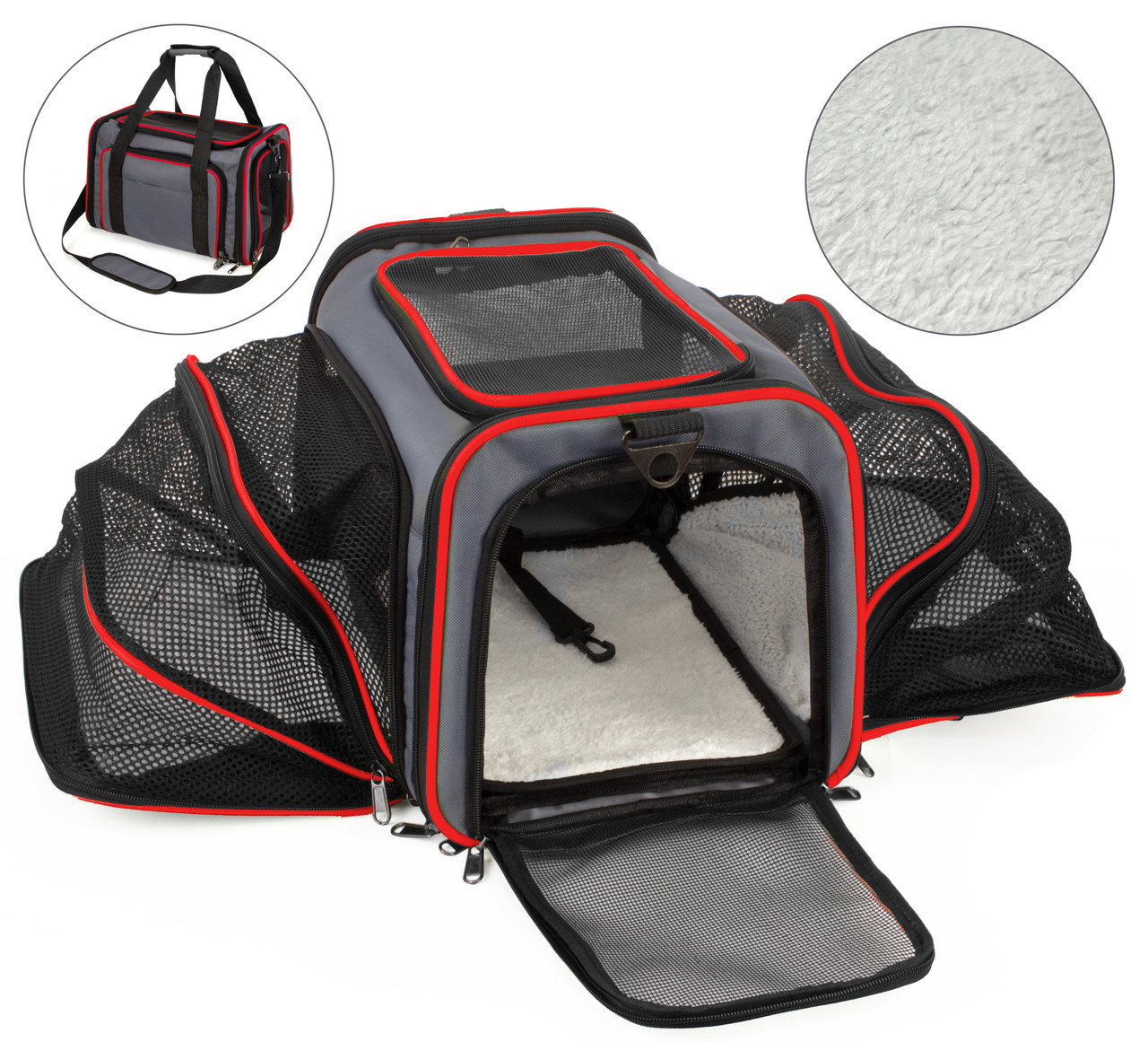 Сумка-переноска для кішок і собак 66x38x26 см CosmoPet CP-05 (S) Grey-Red