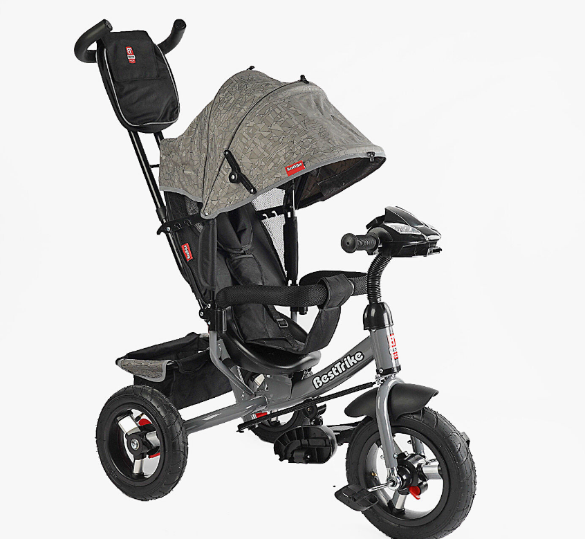 Триколісний велосипед Best Trike 3390 - 35 - 723 сірий надувні колеса інтерактивна панель з пультом