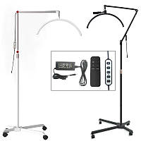 Безтіньова лампа підлога-півмісяць HD-М600X (36 Вт.), 57,6 см для освітлення, з тримачем для телефону на коліщатках