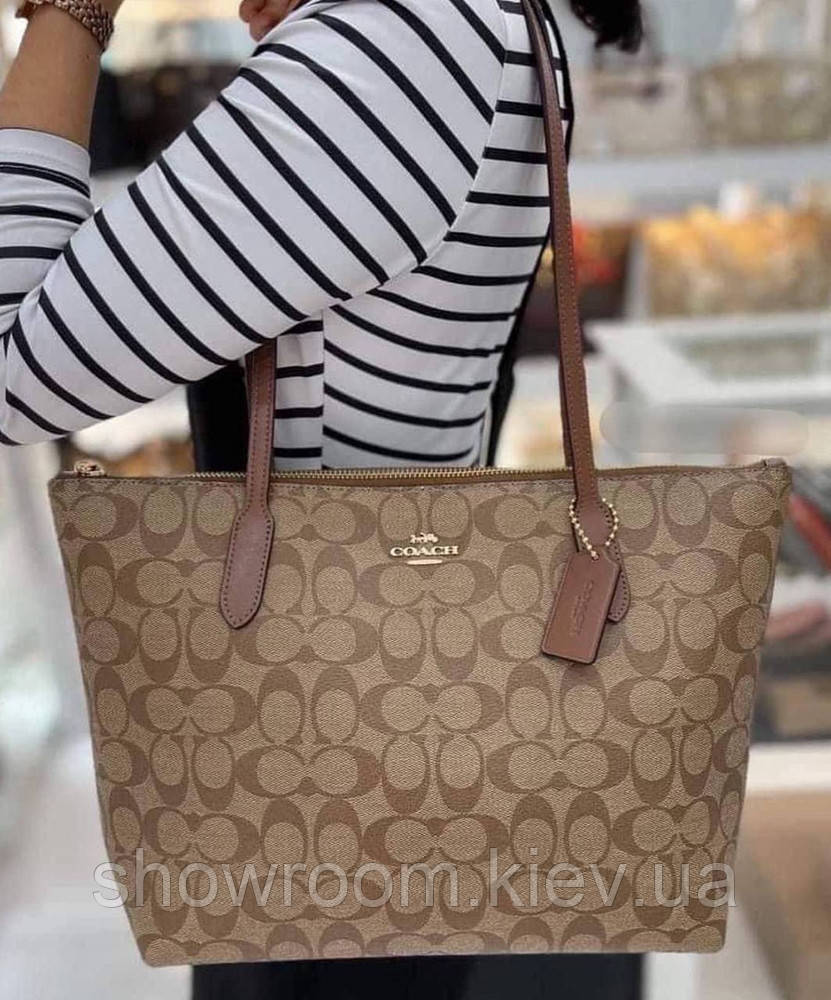 Жіноча сумка шопер Coach City Tote світло коричнева