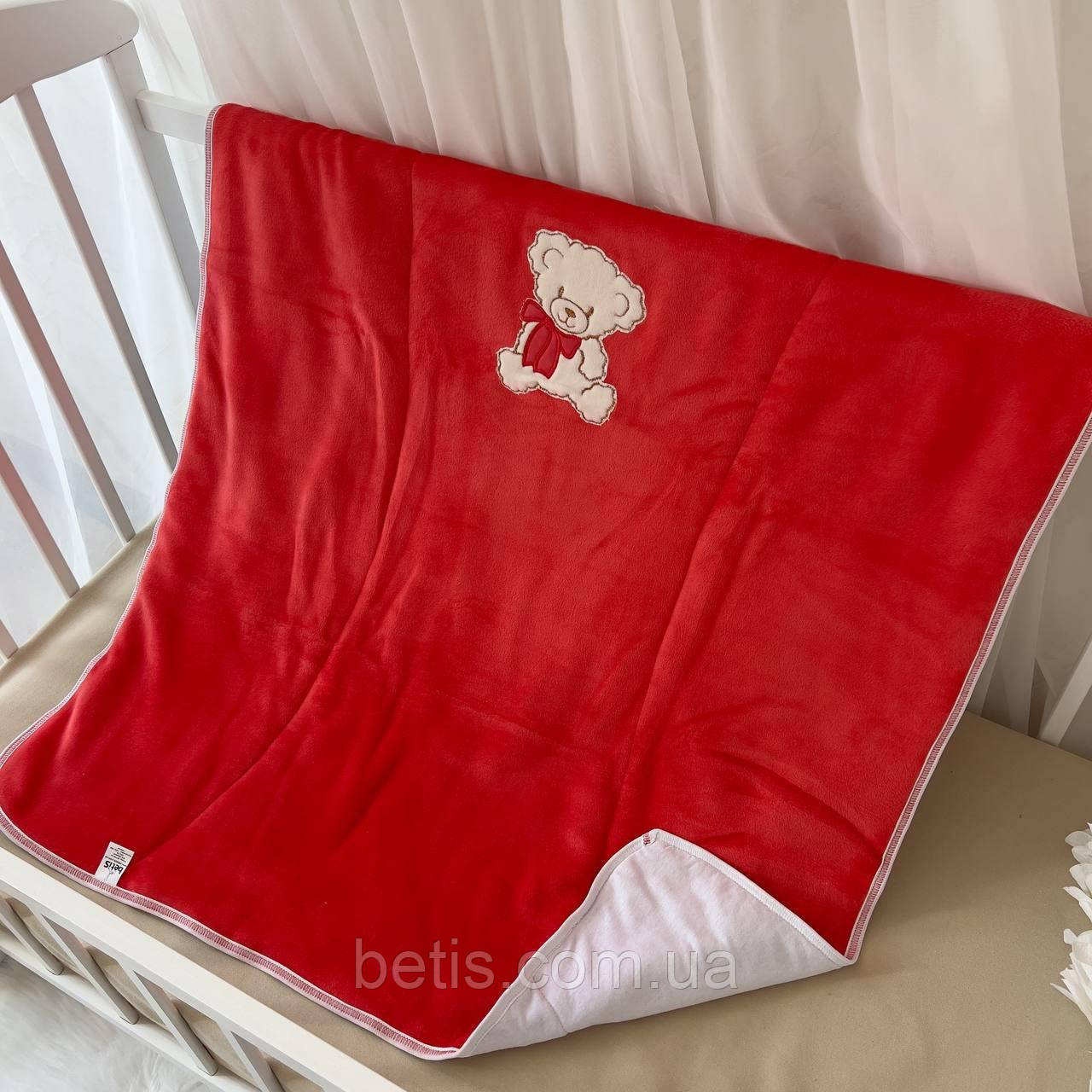 Ковдра "Тімоша" з вишивкою, з синтепоном Червоний Махра,кулір арт.27075202  90*100 см.(р)