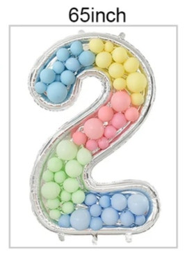 Рамка з фольгованої цифри 2 з повітряними кулями. Розмір: 65"(165см.) Вир-во: Китай.