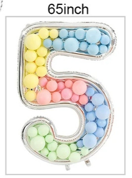 Рамка з фольгованої цифри 5 з повітряними кулями. Розмір: 65"(165см.) Вир-во: Китай.