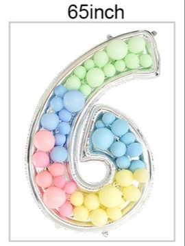 Рамка з фольгованої цифри 6 з повітряними кулями. Розмір: 65"(165см.) Вир-во: Китай.