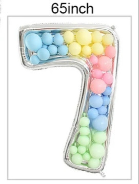 Рамка з фольгованої цифри 7 з повітряними кулями. Розмір: 65"(165см.) Вир-во: Китай.
