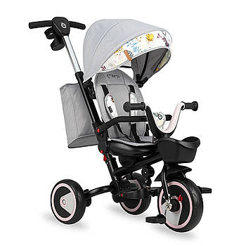 Велосипед триколісний з батьківською ручкою MoMi INVIDIA Love 5в1 Сірий
