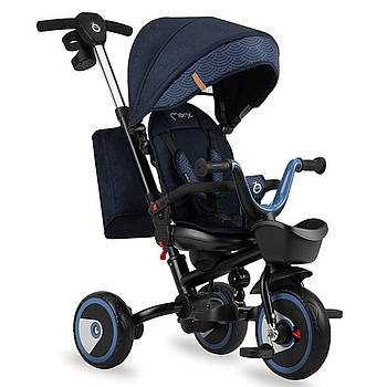 Велосипед триколісний з батьківською ручкою MoMi INVIDIA Flow 5в1 Синій