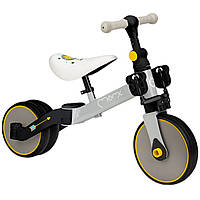 Біговел велосипед MoMi LORIS Yellow 4в1 (знімні педалі, регулювання висоти сидіння) Сіро-Жовтий