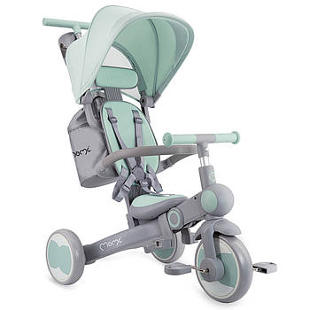 Велосипед триколісний з батьківською ручкою MoMi SOLIVIA Green 4в1 Сіро-Зелений