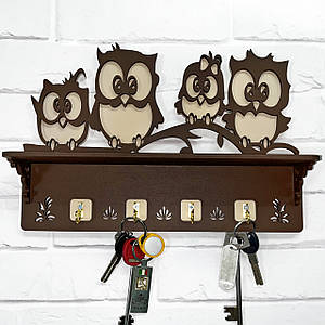 Настінна ключниця з дерева "Сови" 24 х 35 см. Ідеальний подарунок до будь-якого свята.