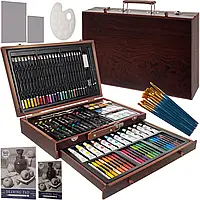 Большой набор для рисования 129 элементов Maaleo 21644 в деревянном чемодане