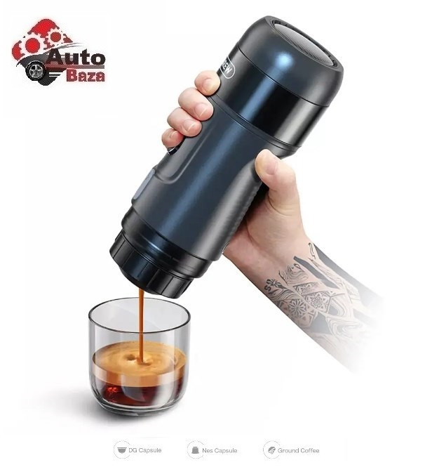 Кавоварка портативна Espresso HiBREW H4A кавомашина для авто дому офісу працює з капсулами меленою кавою