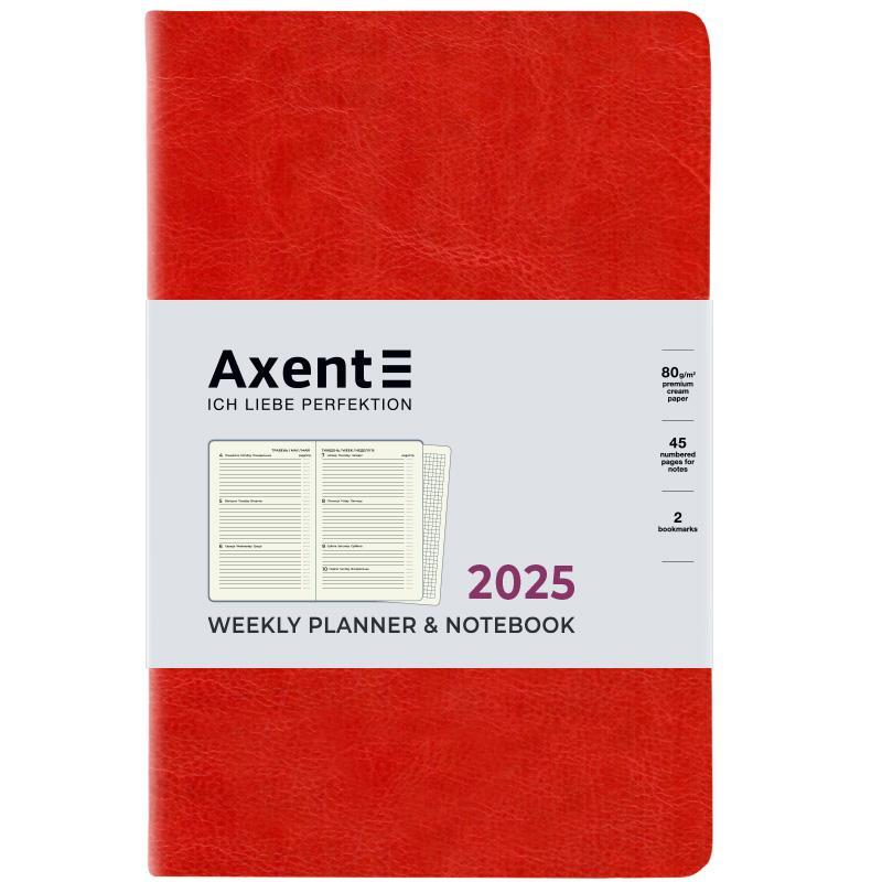 Щотижневик датований 2025 Axent Partner City Soft 125х195 96 стор. червоний м'яка обкл. (8521-25-03-A)