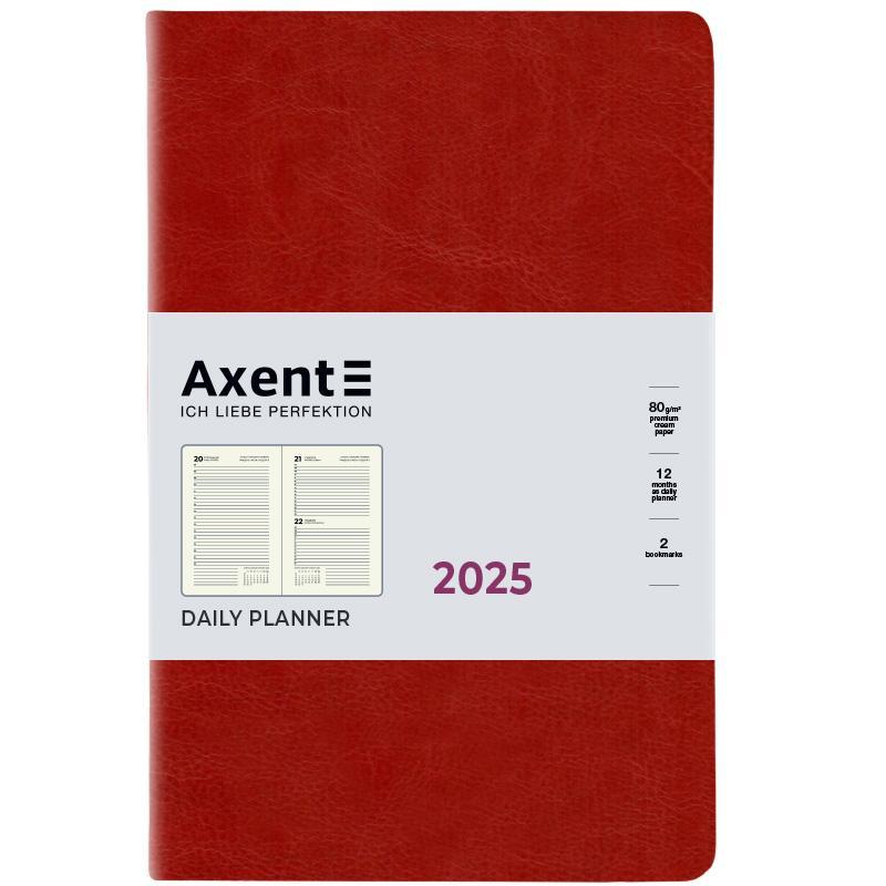 Щоденник датований 2025 Axent Partner City Soft 145х210 184 стор. бордовий м'яка обкл. (8821-25-04-A)