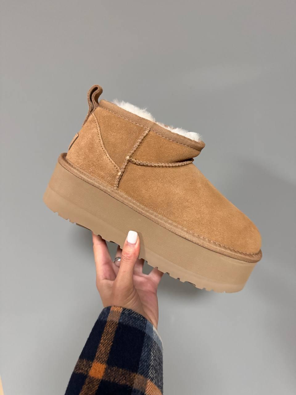 Зимові Жіночі Черевики UGG Ultra Mini Platform Ginger | рудо-коричневі на платформі, розміри 36–41, фото 1