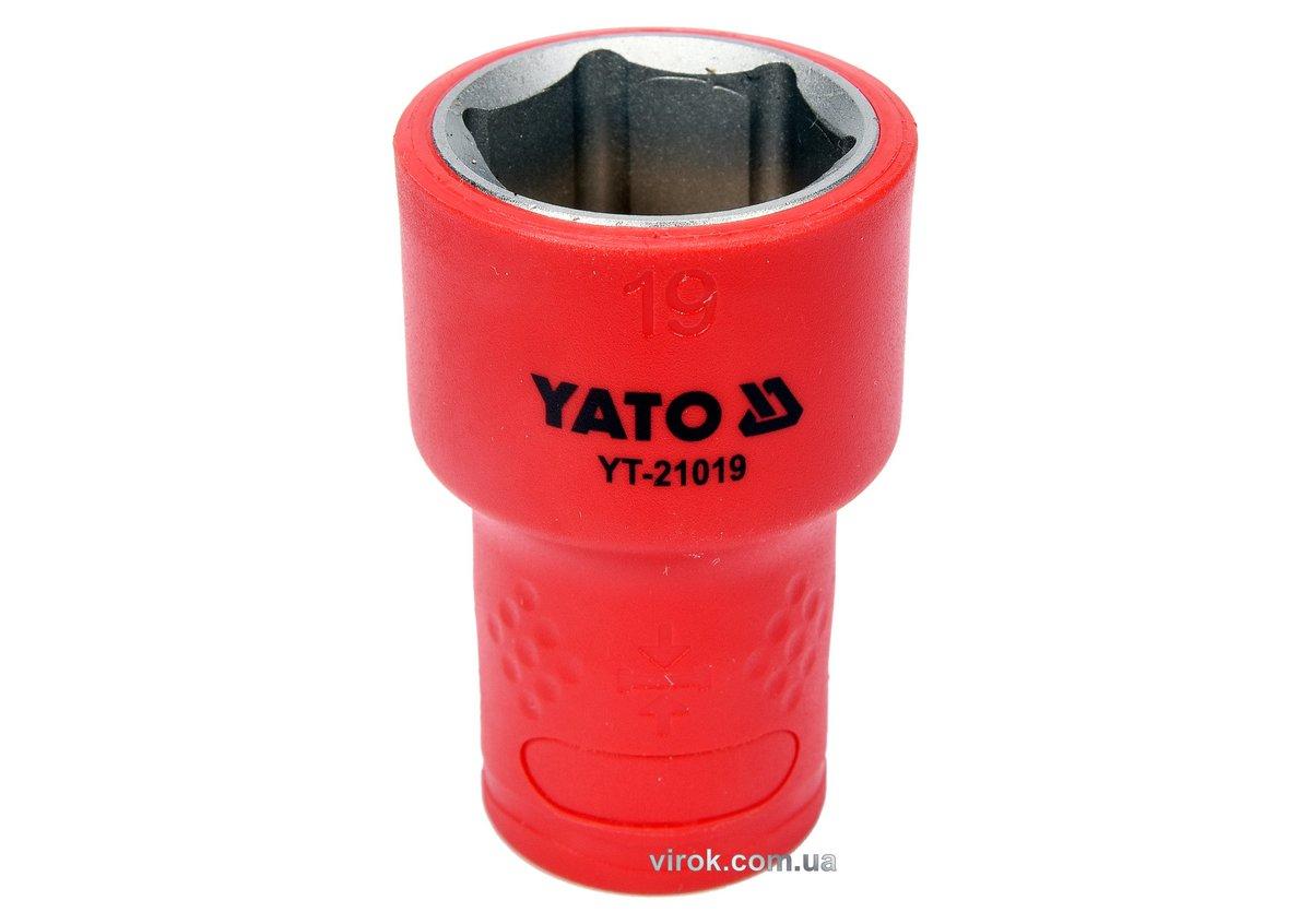 Головка торц. діелектр. 6-гранна YATO : квадрат 3/8", М= 19 мм, L= 45/28 мм,VDE корпус до 1000V (DW)