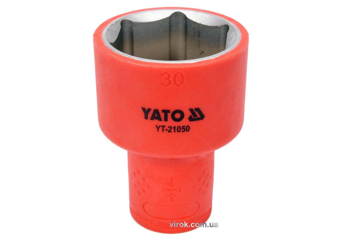 Головка торц. діелектр. 6-гранна YATO : квадрат 1/2", М= 30 мм, L= 60/38 мм,VDE корпус до 1000V (DW)