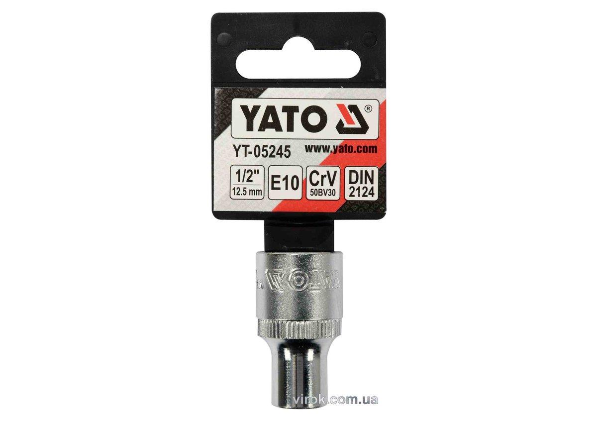 Головка торцева YATO : TORX E10, квадрат 1/2", CrV, DIN 2124 [Блістер] [6/180], фото 1