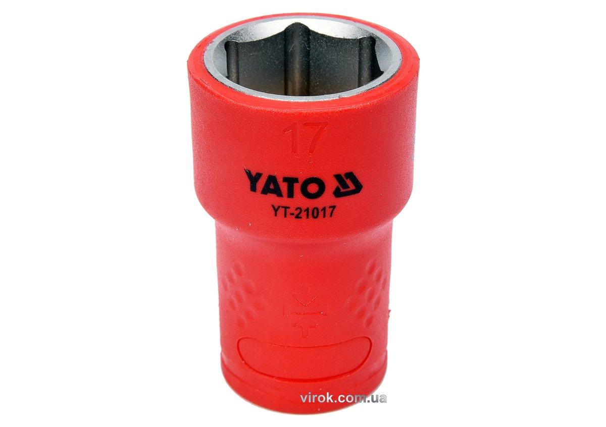 Головка торц. діелектр. 6-гранна YATO : квадрат 3/8", М= 17 мм, L= 45/28 мм,VDE корпус до 1000V (DW)