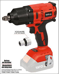 Гайковерт ударний акумулят безщітковий YATO:квадрат-1/2",700 Нм, Li-Ion 18 В,3 Агод(БЕЗ АКУМУЛЯТОРА)