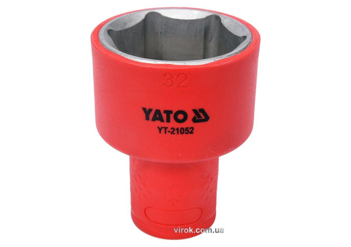 Головка торц. діелектр. 6-гранна YATO : квадрат 1/2", М= 32 мм, L= 60/38 мм,VDE корпус до 1000V (DW)