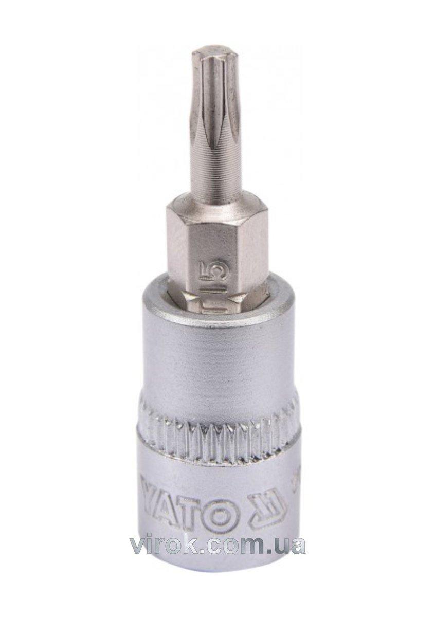 Головка торцева YATO квадрат 1/4 "TORX" Т15, L= 37 мм [150/600], фото 1