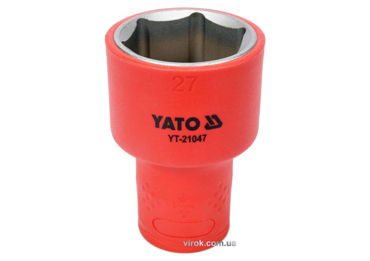 Головка торц. діелектр. 6-гранна YATO : квадрат 1/2", М= 27 мм, L= 60/38 мм,VDE корпус до 1000V (DW)