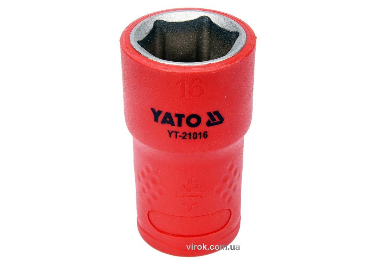 Головка торц. діелектр. 6-гранна YATO : квадрат 3/8", М= 16 мм, L= 45/28 мм,VDE корпус до 1000V (DW)